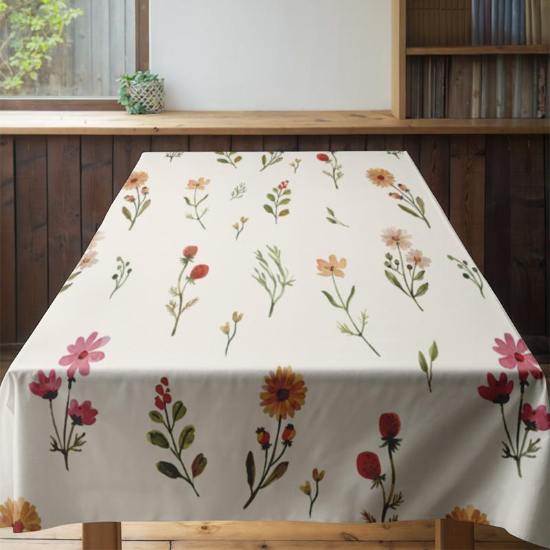 Floral Printed TableclothHome Decor Flower Print Rectangular Plastic Cover for Dining Room Decoration White, Pink, Yellow, Red 1
