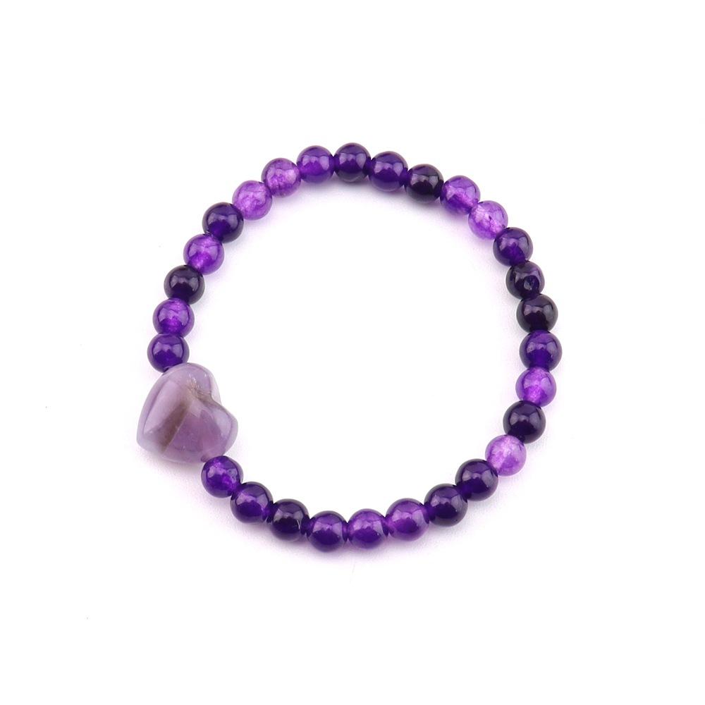Natural Crystal Love Bracelet, Various Materials, White Powder Amethyst Beaded Bracelet, Adjustable Bracelet B113