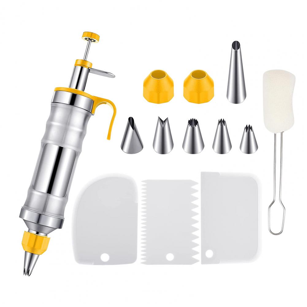 13Pcs Stainless Steel Cake Decorating Kit Cookie Maker Machine Cake Press Reusable Frosting Piping Kit for Cupcakes Cookies