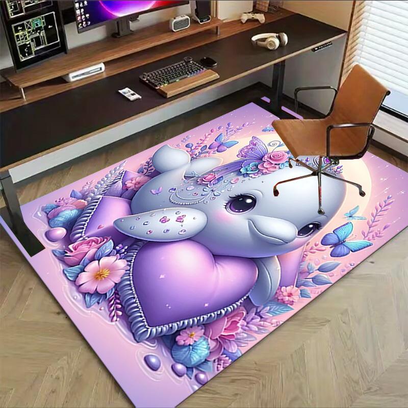 1pc Dolphin Princess Carpet Office Rug Outdoor Mat Home Decor Area Carpet Festival Gift Office desk chair carpet