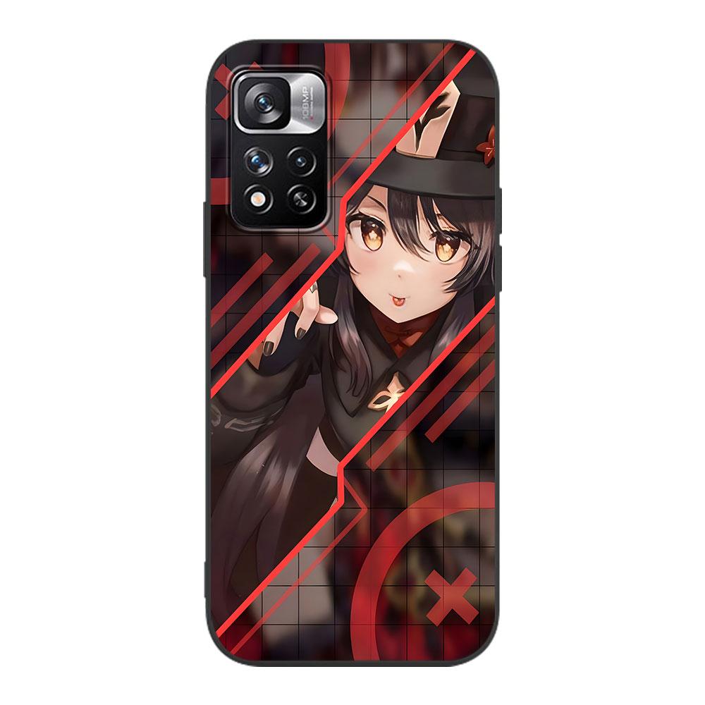 Genshin Impact Hu Tao Case for Xiaomi Redmi 10 10C 12C 9 Prime 9C 9A 12 10A 9T K40 Pro Black Soft TPU Mobile Phone Bag Cover