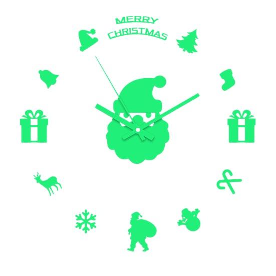 

Рождественские настенные часы Дед Мороз Светящиеся в темноте Безрамные Акриловые 3D Часы Бесшумные Для дома Офиса Спальни Гостиной Цифровые Аналоговые Часы Украшение зелёный