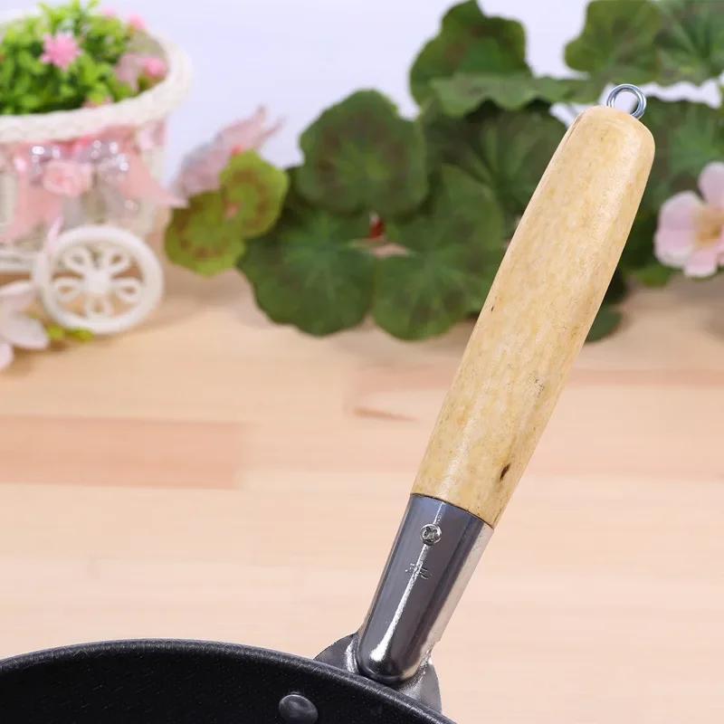 Frying Pan High-end Home Non-stick 30cm Wooden Handle Traditional Wok Super Cost-effective Scrambled Eggs Pan-free Pan Wok Pans