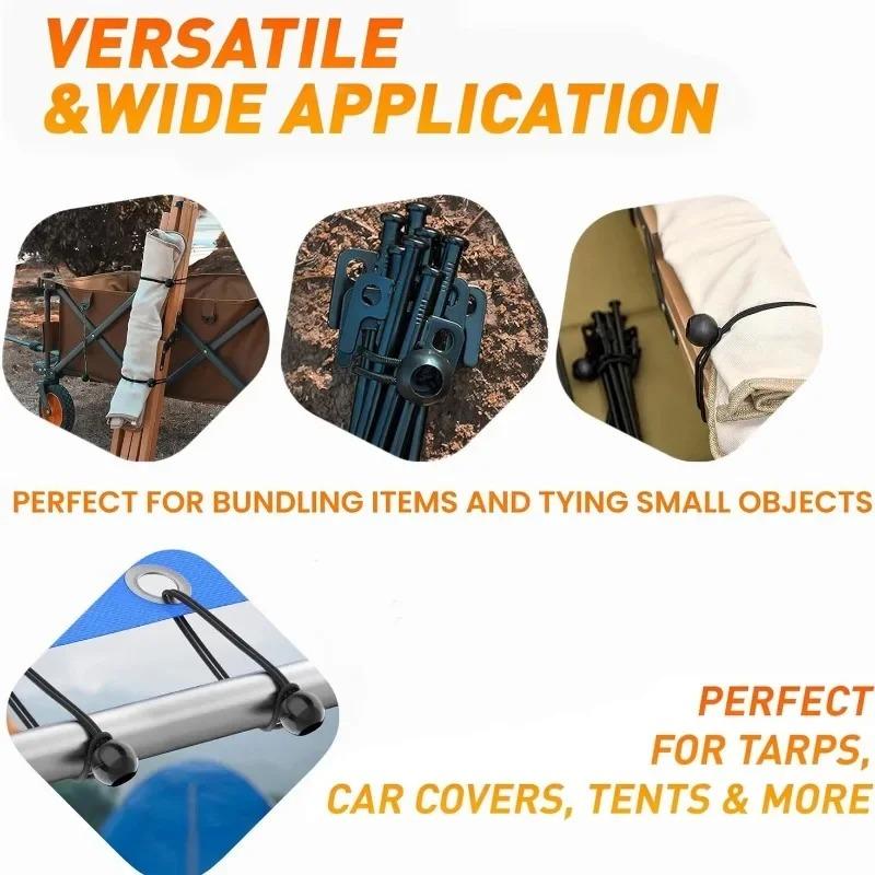5/10/20PCS Cordes Élastiques Bungee Extérieures Corde à Bille Sangles de Fixation Portables pour Tente pour Bâche Auvent Tente de Camping Accessoires