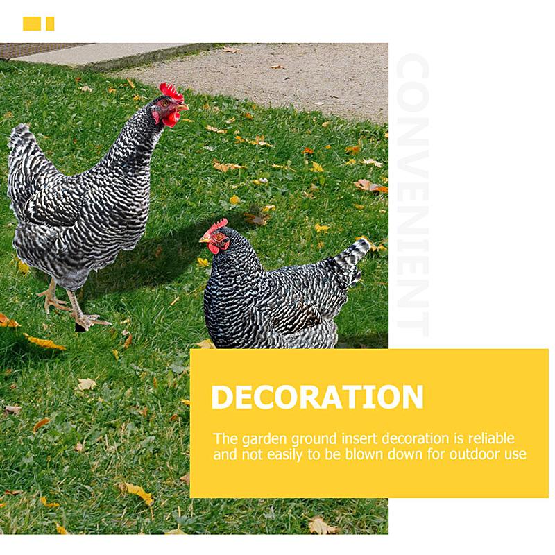 Stake Rooster Hen Chicken Sculpture Yard Garden Animal Statue Figurine Stakes Decoration Acrylic Backyard Lawn Sign Ornament