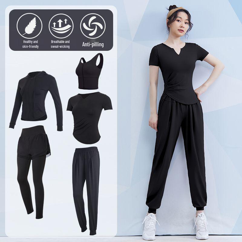 Women's Spring/Summer Yoga Suit Set - Short Sleeve Activewear for Outdoor Runs, Pilates, and Fitness Training