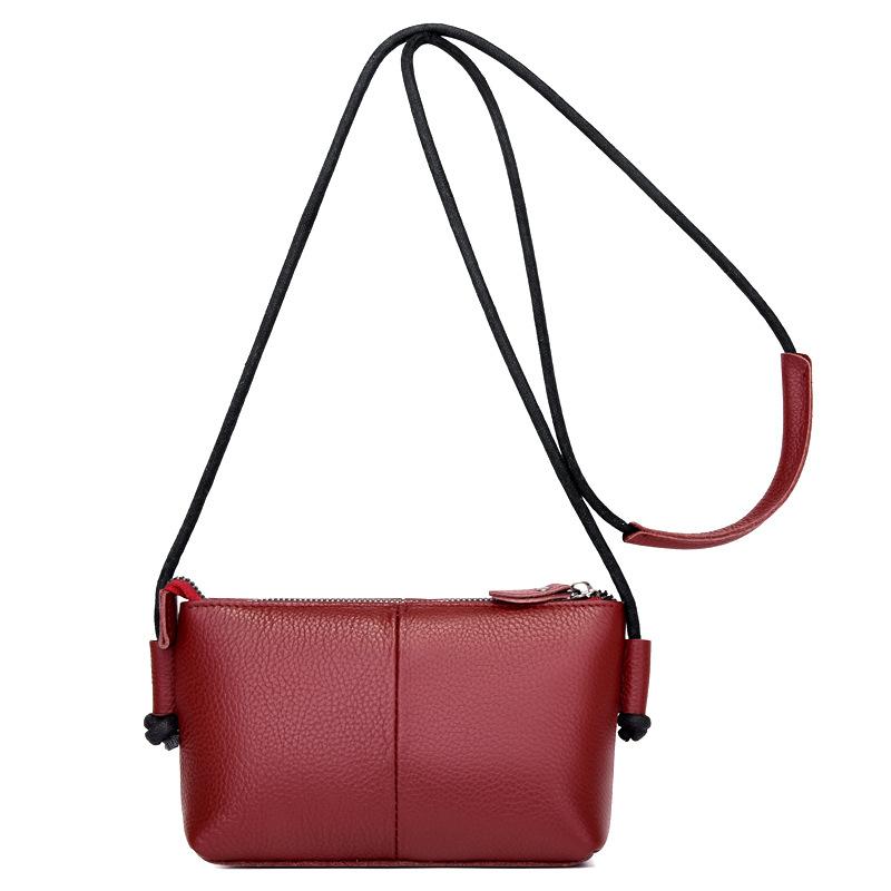 

Leather women s bag spring new casual women s shoulder messenger bag first layer cowhide splicing mother bag бордовий