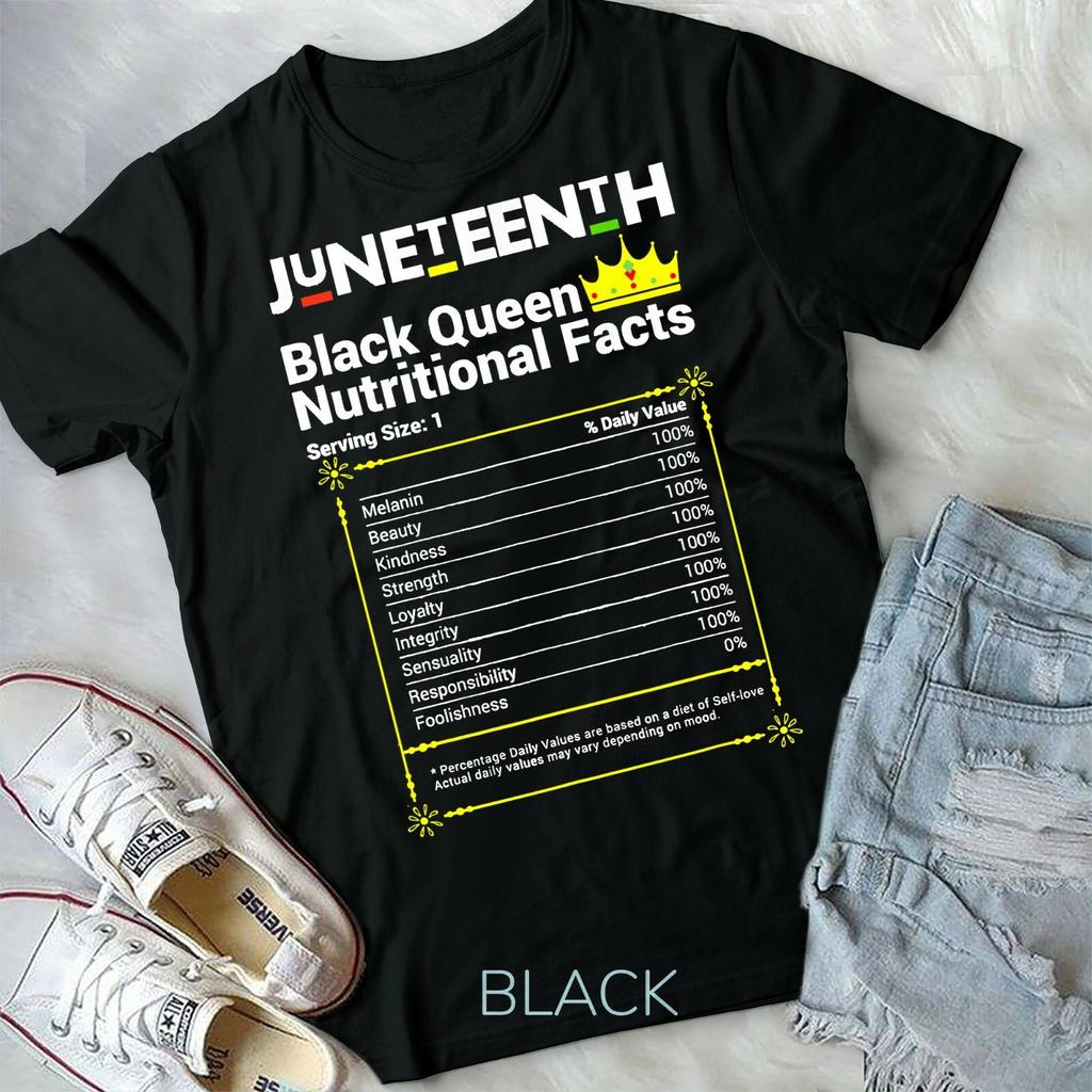 Juneteenth Black Queen Nutritional Facts Melanin Women Girl Unisex Youth T-shirt