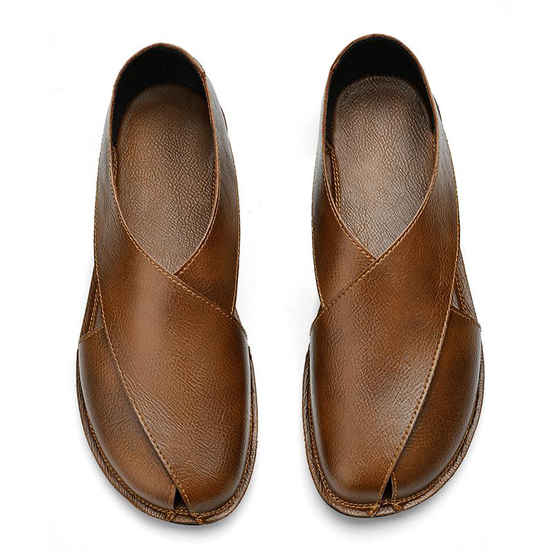 Fashion2024 New Plus Size Mens Sandals Fashion Casual Outdoor Beach Slippers Breathable Wading Shoes Leather Men Sandals Summer Shoes