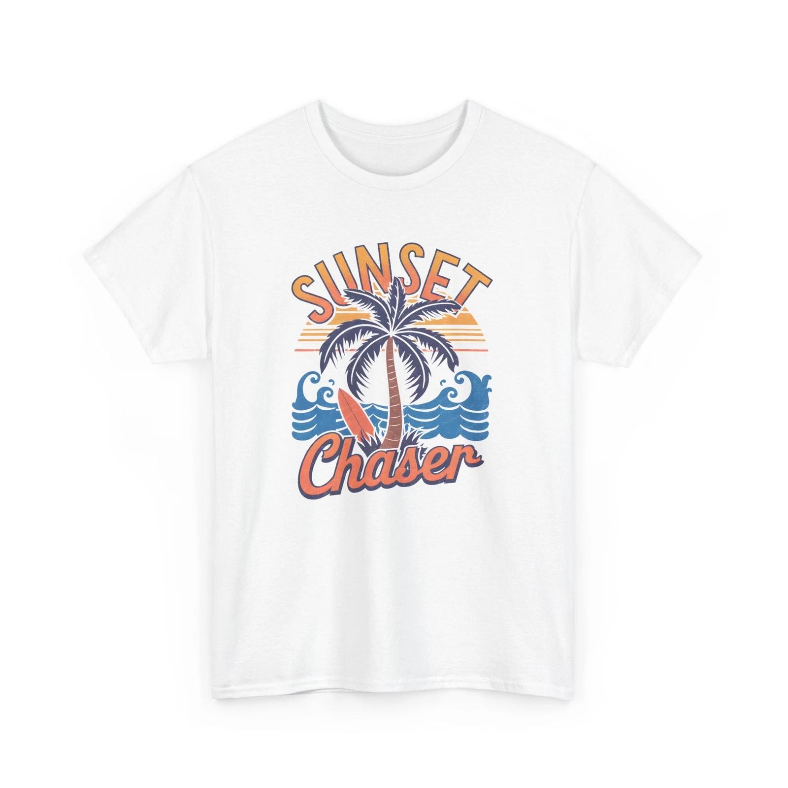Beach Vibes T-Shirt | Summer Ocean Waves Tee | Retro Sunset chaser Shirt L