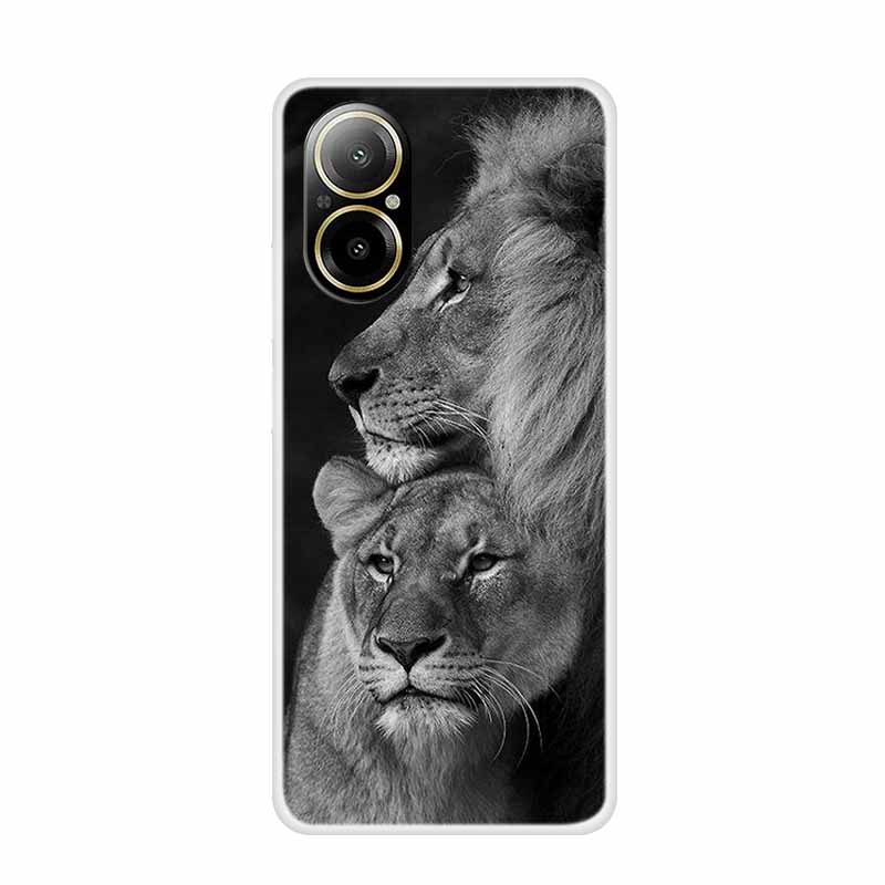 Soft Case For Realme C67 Painting Animals Luxury Silicone Phone Cover for Realme C 67 Protector Transparent Shell Clear Cases
