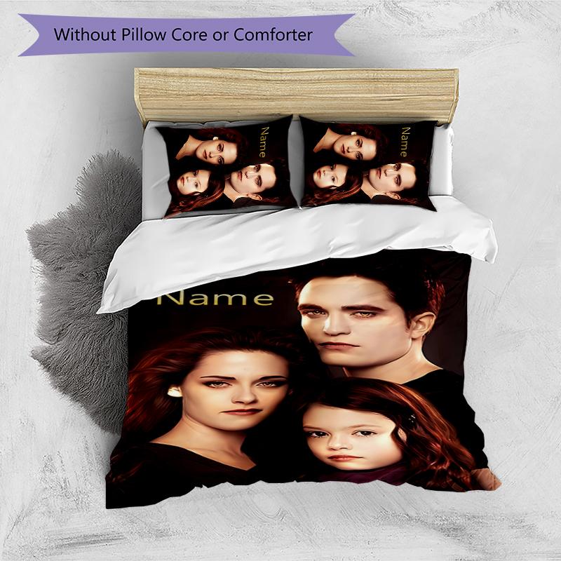 3pcs Custom Name The Twilight Saga Bedding Set Duvet Cover Closure Includes 1 Duvet Cover & 2 Pillowcases for All Seasons Bedroom Decor