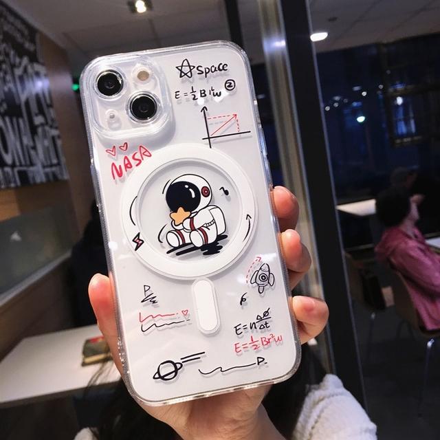 

Soft Cute Magsafe Wireless Charge Astronaut Transparent Case For Iphone 14 13 12 11 Pro Max Plus Магнітна силіконова накладка-бампер For iPhone 13 зірка