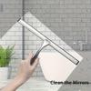 1set Stainless Steel Shower Squeegee with Silicone Blade &Ergonomic Handle - Rust-Resistant Bathroom, Kitchen, Car Glass Cleaner-Includes Hooks Holder