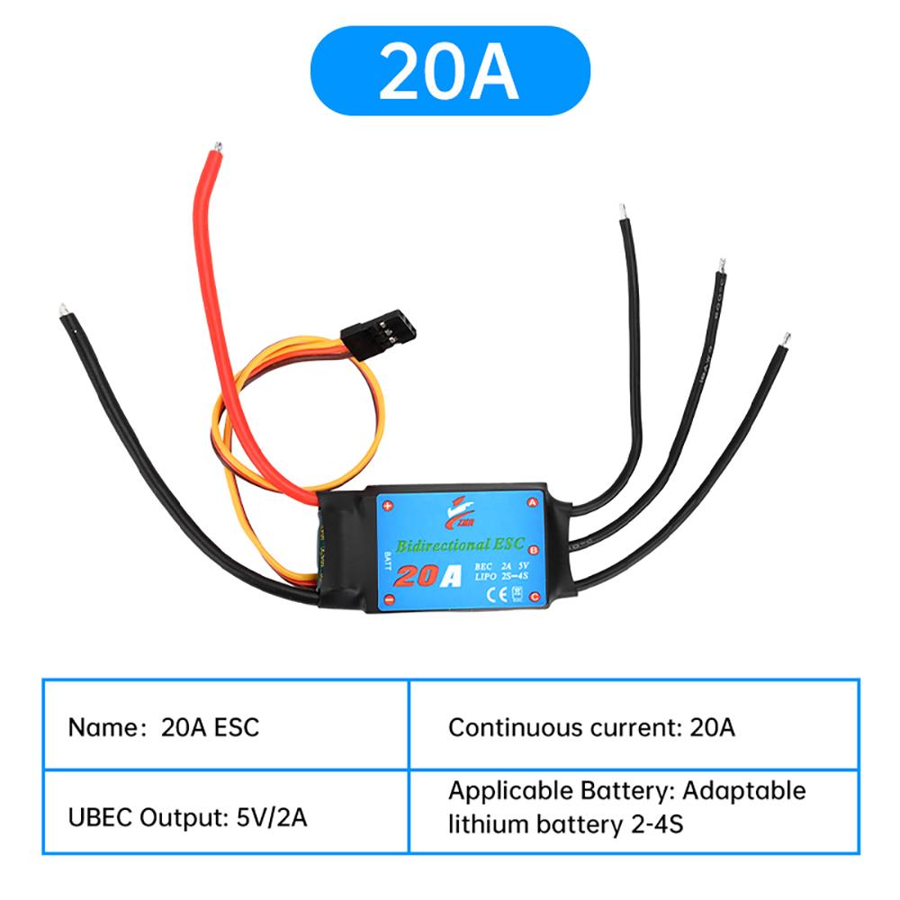 Bidirectional Brushless ESC for Remote Control Ship Pneumatic Underwater Propeller 20A/30A/40A/50A Wear-Resistant Motor Driver