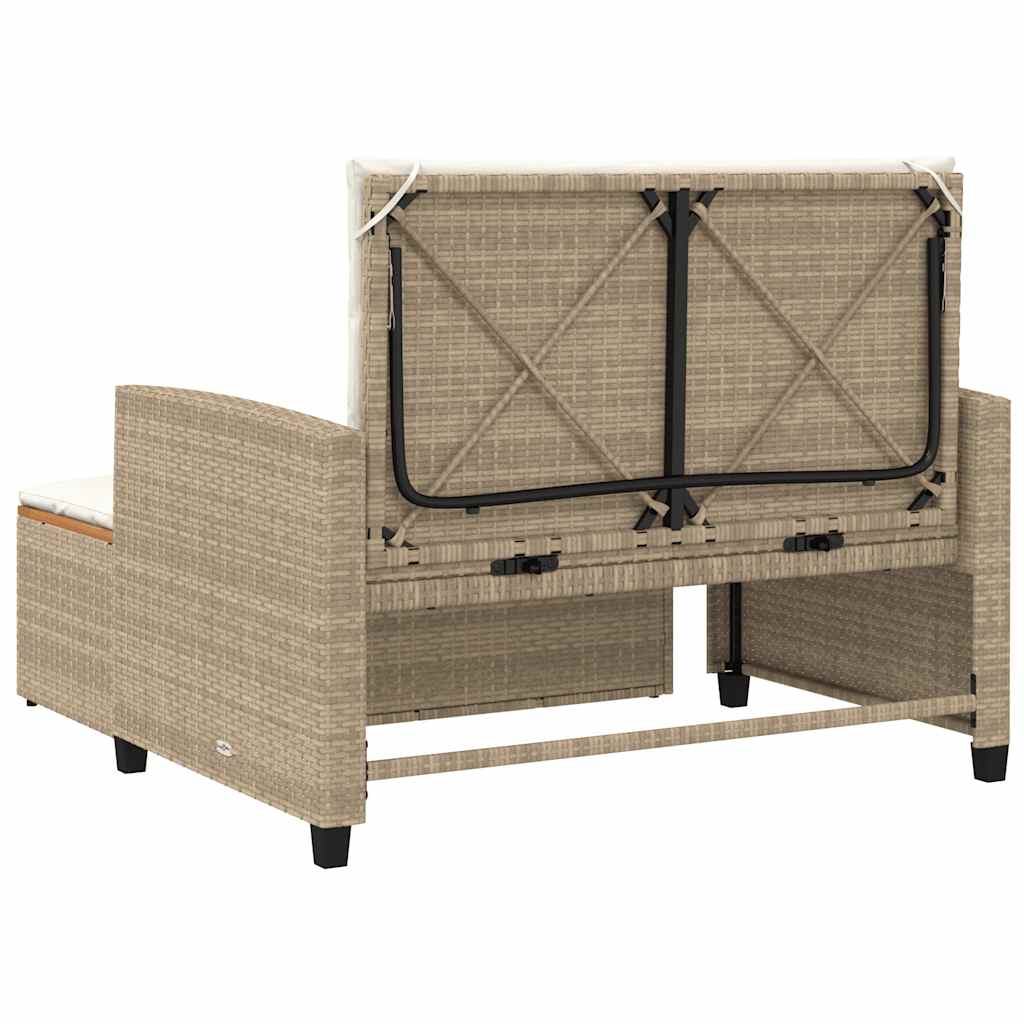 Vidaxl Sofa Ogrodowa Z Poduszkami, 2-Os., Beżowa, Rattan Pe I Akacja