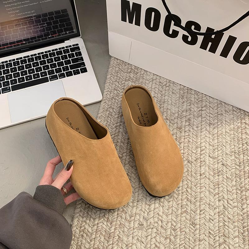 Pantofi Boken retro francezi cu cap de geantă, pantofi de damă 2025 primăvară nou, Mori cu talpă moale, casual, versatili, jumătăți de papuci cu un singur pedal