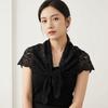 Ethnic Style Knitted Triangle Scarf White Fart Curtain All-match Crochet Flower Scarves  Female