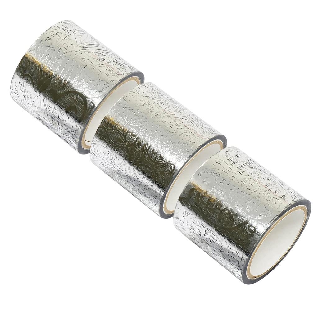 Kamiso Sansho Masking Tape Beautiful MONDE Decoration Tape 3 Patterns Romanee x 1 Silver 35mm Width x 3m 3 Volume Set (Fleure, Legance, each) GR-0533