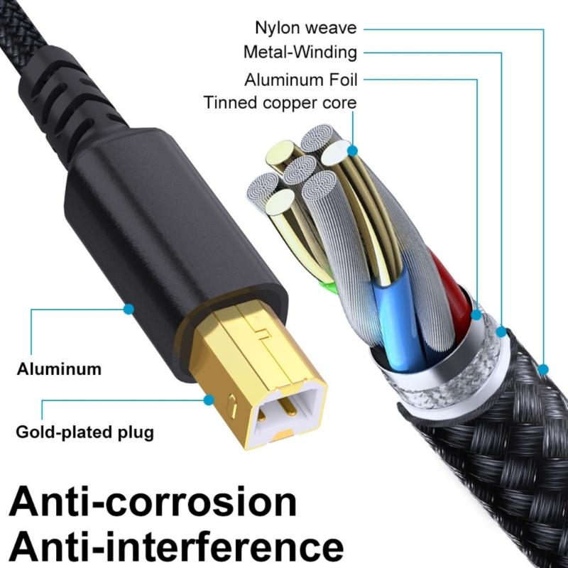 1m/2m/3.0m/5m USB Type C To USB B Data Cable Easy Connection Printers Scanners and Digital Pianos To Phones Tablets