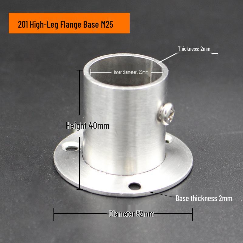 Ronggu Stainless Steel High Foot Flange Base for Clothes Rods, Towel Tubes, and Curtain Rods