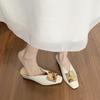 Wei Wei Retro Square Toe Slip-On Women's Sandals with Square Buckle