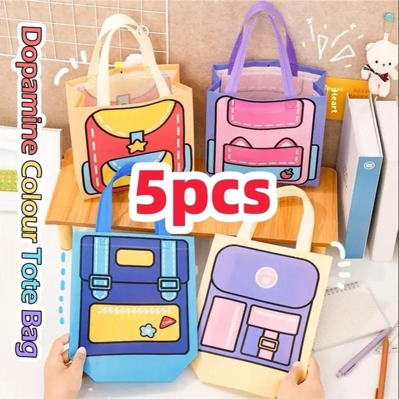 5Pcs Children'S Birthday Gifts Bag Cartoon Nonwoven/Plastic Snack Candy Lunch Handbag For Kids Gift Bag