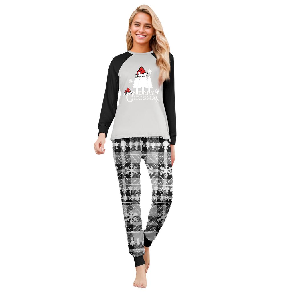 Christmas Print Cute Family Set Pajamas Round Neck Long Sleeve Tops Pants Baby Onesies Home Clothes Christmas Party Family Set