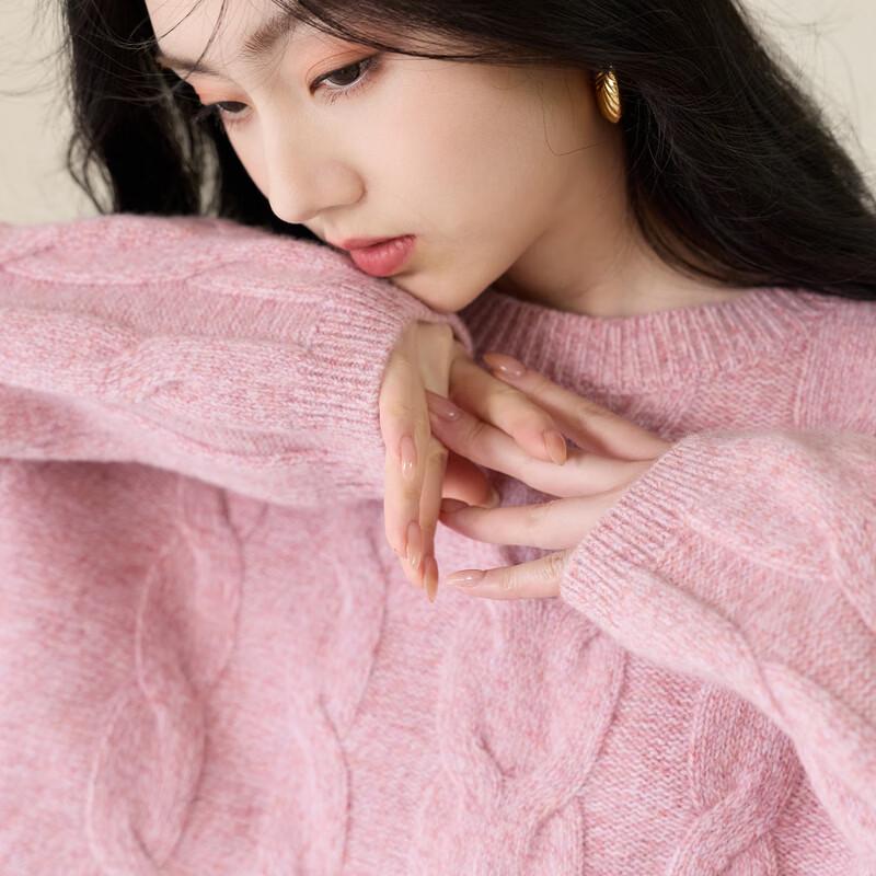 Sancai 100% Wool Retro Cable Knit Sweater