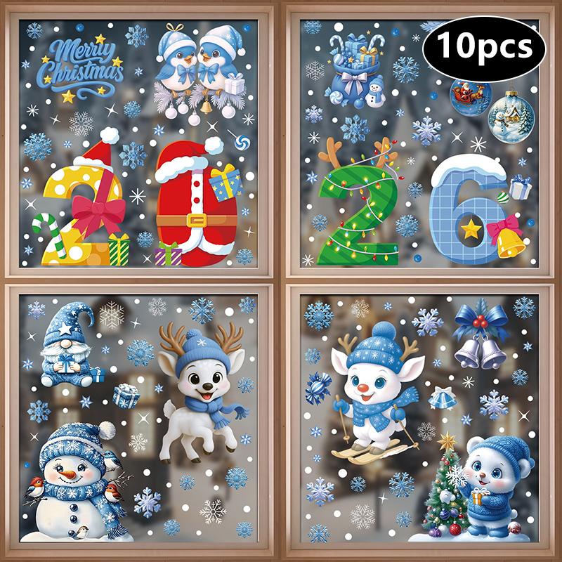 Creative Christmas Decorations, Electrostatic Stickers, Shop Window Decorations, Christmas Decorative Glass Stickers