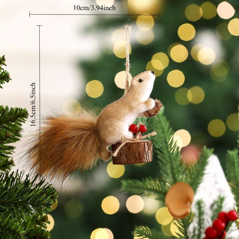 1PC Christmas Squirrel Decoration Holiday Decoration Simulation Squirrel Small Pendant Christmas Tree Creative Decorations