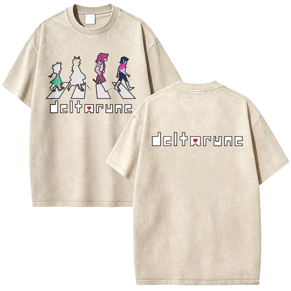 Washed Vintage Game Deltarune Susie Kris Ralsei Funny Graphic Tshirt Men Women Casual Humor Oversized T Shirts Otaku Lover Gift