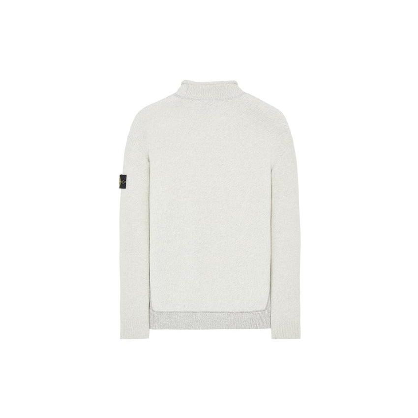 STONE ISLAND FW22 Logo Patch Solid Color Pullover Long Sleeve Wool Sweater Men Sweater White Gray 7715527C7-V0061
