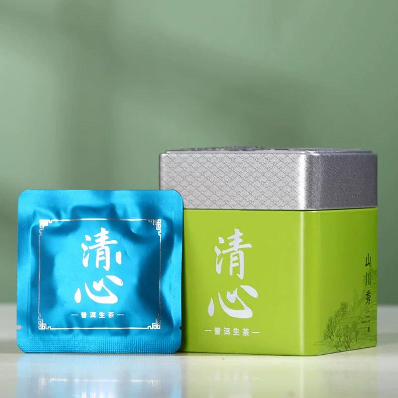 Yunnan Pu'er Raw Tea Cake Loose Leaf Tea Iron Tin 104g (8g * 13 Pieces)