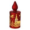 Regal Tidings Glass LED Light Up Candle - Santa Scene