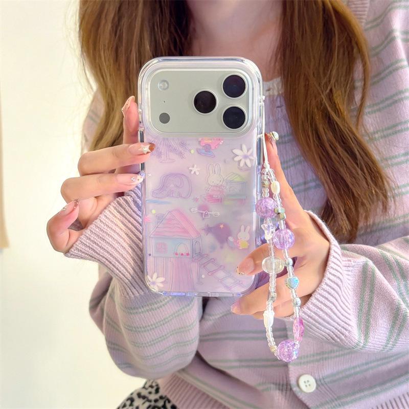 Graffiti Purple Rabbit iPhone Case for 16 Pro Max/15/14