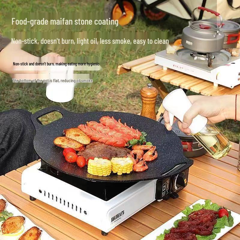 Maifan Stone BBQ Grill Plate: Portable, Non-stick Korean Steak Frying Pan for Outdoor Camping.