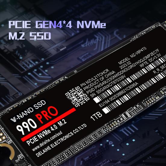 990 PRO PCIe 4.0 M.2 NVMe SSD Speed Up To 7300MB/s Read 6800MB/s Write 1/2/4TB Internal Solid State Drive for PC Laptop Desktop Computer
