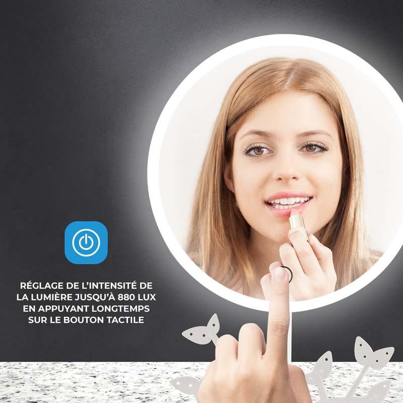 Miroir De Table Blanc Avec Led Et Porte-bijoux Rechargeable Mizo De Yoghi