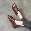 Sandali Estivi Nuovi da Donna in Pelle con Suola Piatta, Punta Aperta, Suola Morbida, Antiscivolo, Leggeri, Bassi, Slip-On, Copri Tacco, Sandali Casual
