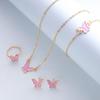 Elegant Butterfly Pendant Necklace Women Enamel Drip Design Minimalist Chic Jewelry Set In Multiple Colors