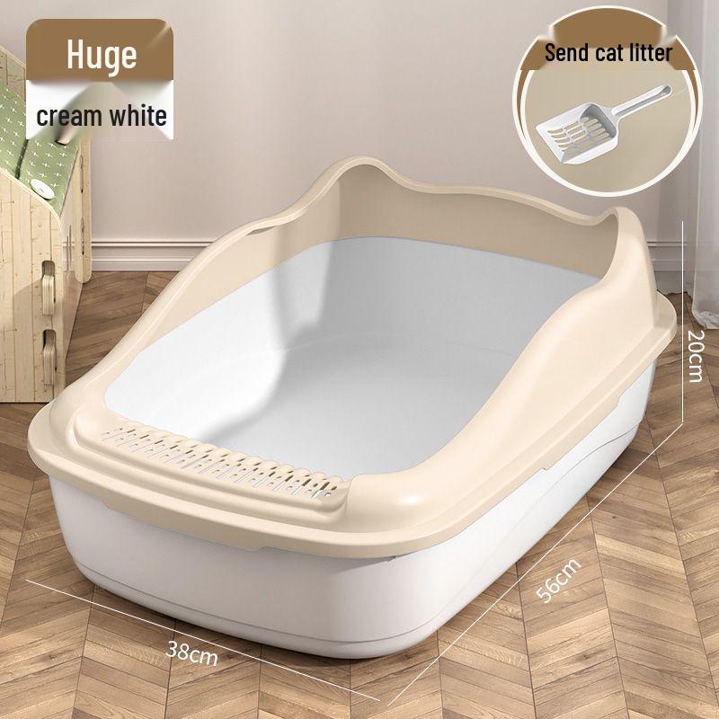 Extra High Semi-Enclosed Anti-Splash Cat Litter Box with High Fence - Removable, Washable, Extra Large