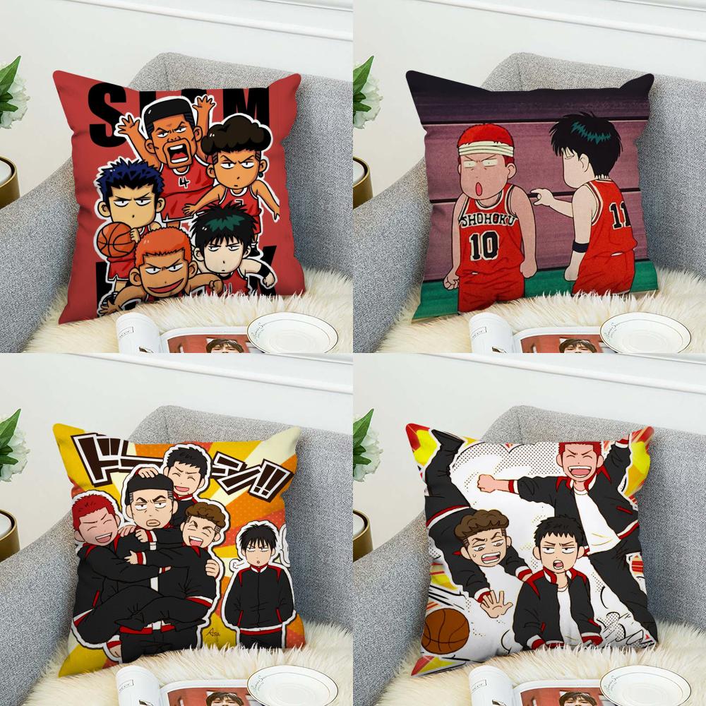 Anime SSlam Dunks Pillow Case For Car Sofa Decorative Home Doublesided Print Plush Square Throw Pillow Cushion Cover