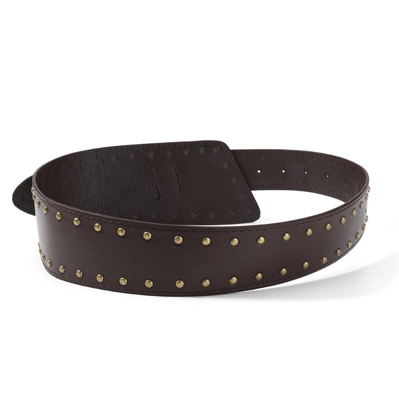 Women European American Punk Retro Heavy Industry Wide Belt Metal Rivet Personalized Belt Fashion Trend Suede Waist Belt