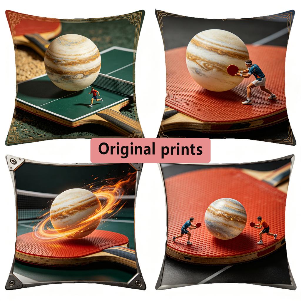 Space Table Tennis Decorative Throw Pillow Covers Pattern Cushion Cover Suitable for Sofa Bedroom Car Pillow Cover