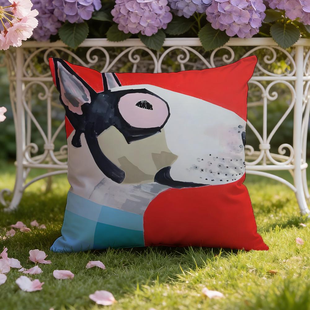 Cartoon Bull Terrier Series Cushion Cover Home & Car Dual-Scene Pillow Cover: Reversible for Premium Comfort