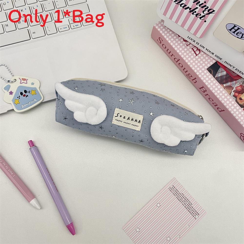 Angel Wings Star Pencil Case Large Capacity Storage Organizer For Students