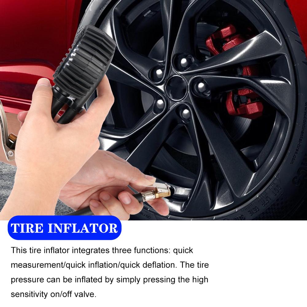 Universal Inflation Monitoring Manometer Air Line Clip-on Tyre Pump Aluminum Alloy Tire Pressure Inflator Gauge LCD Digital