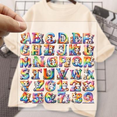 Lettere Con Gatti A-Z Patch Personalizzati Termoadesivi Decalcomanie Hot Sell Fai da Te Maglietta Trasferimento Termico Adesivi per Vestiti Patch Termico