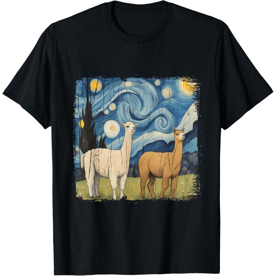 Cotopaxi Starry Night Artwork Llama National Park Souvenir T-Shirt S